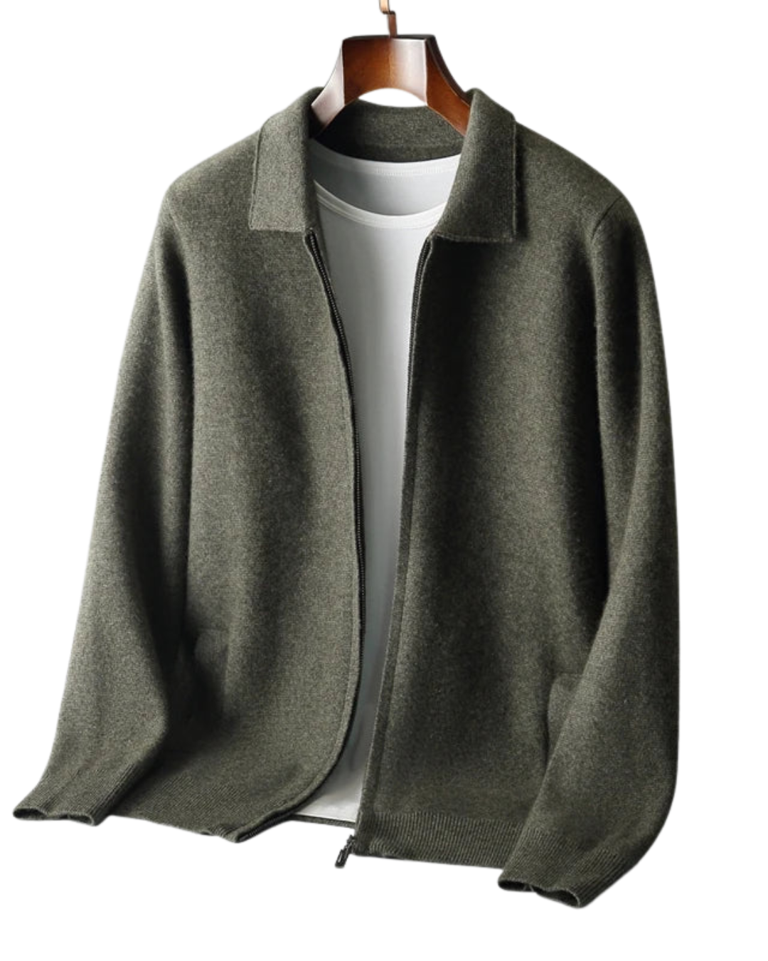 Men’s 100% Cashmere Cardigan – Zip-Up Knit Jacket for Autumn & Winter