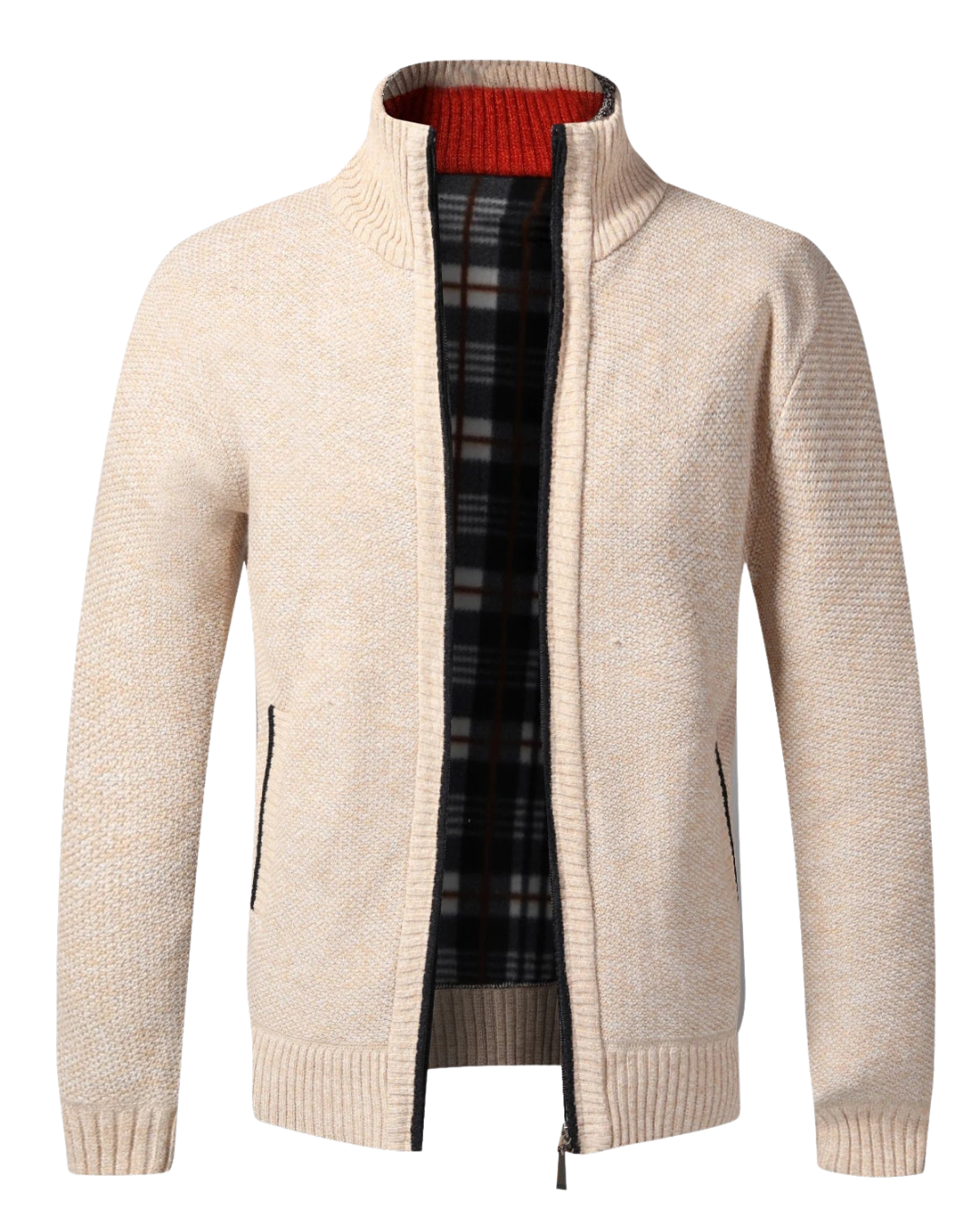 Men’s Fleece Cardigan – Slim Fit Knitted Full-Zip Winter Sweater Jacket