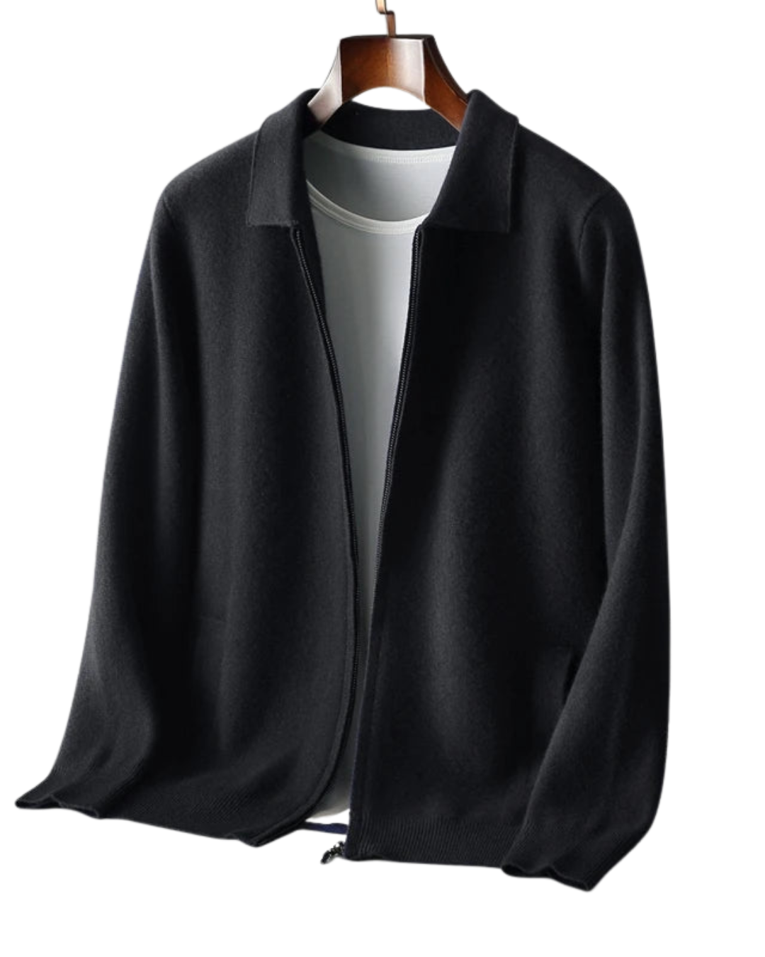 Men’s 100% Cashmere Cardigan – Zip-Up Knit Jacket for Autumn & Winter