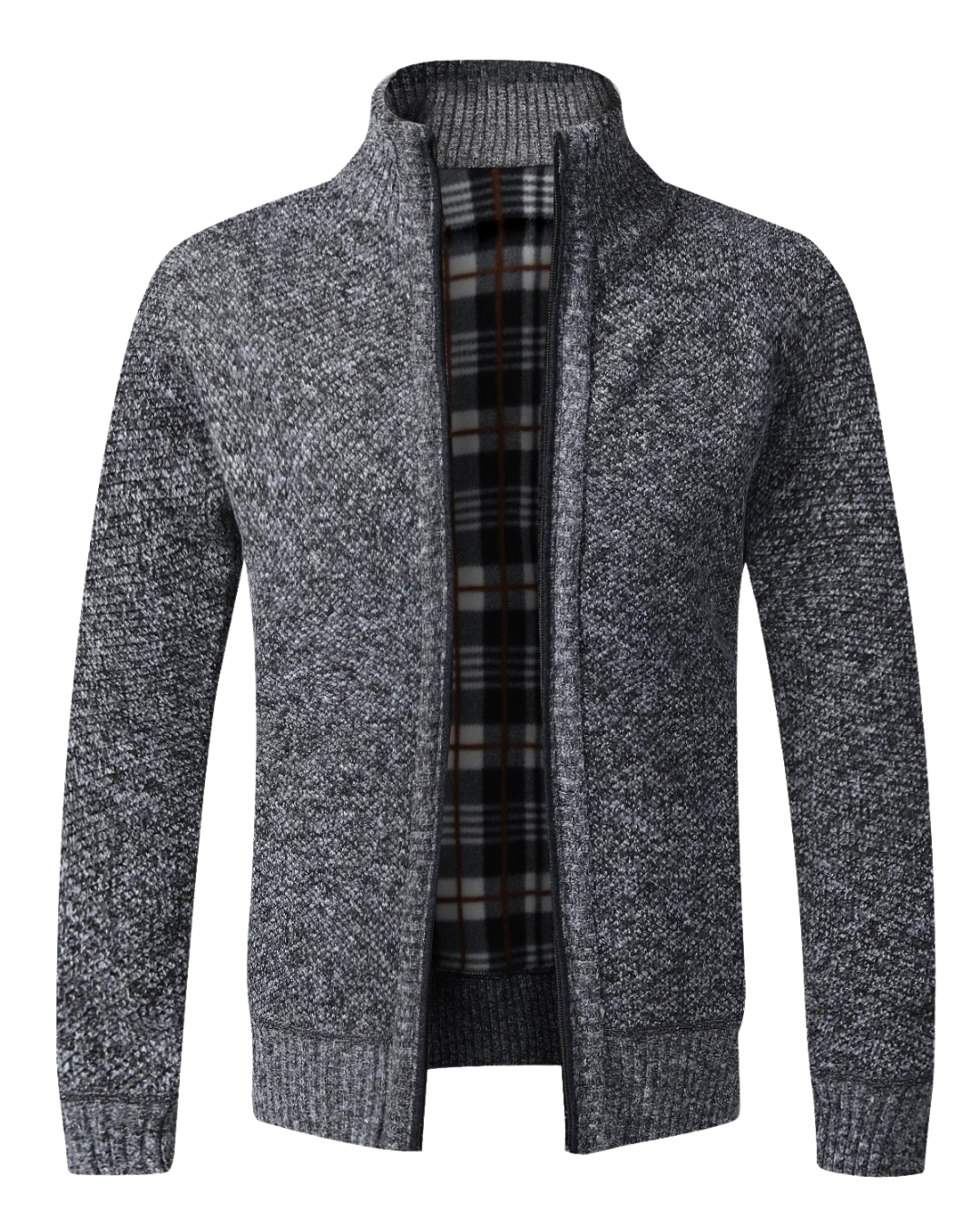 Men’s Fleece Cardigan – Slim Fit Knitted Full-Zip Winter Sweater Jacket