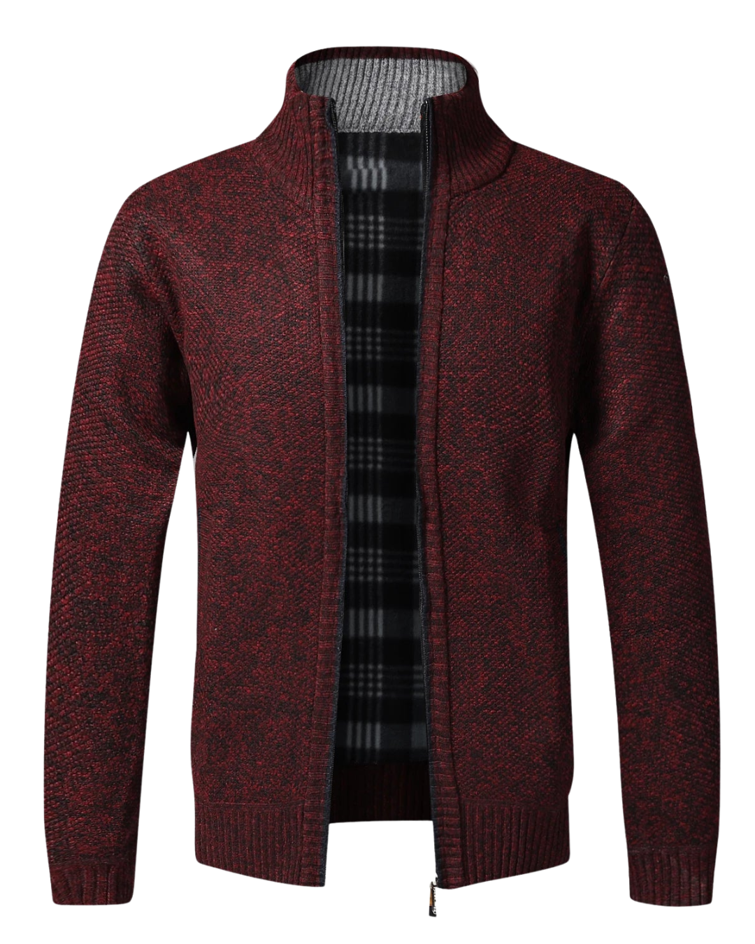 Men’s Fleece Cardigan – Slim Fit Knitted Full-Zip Winter Sweater Jacket