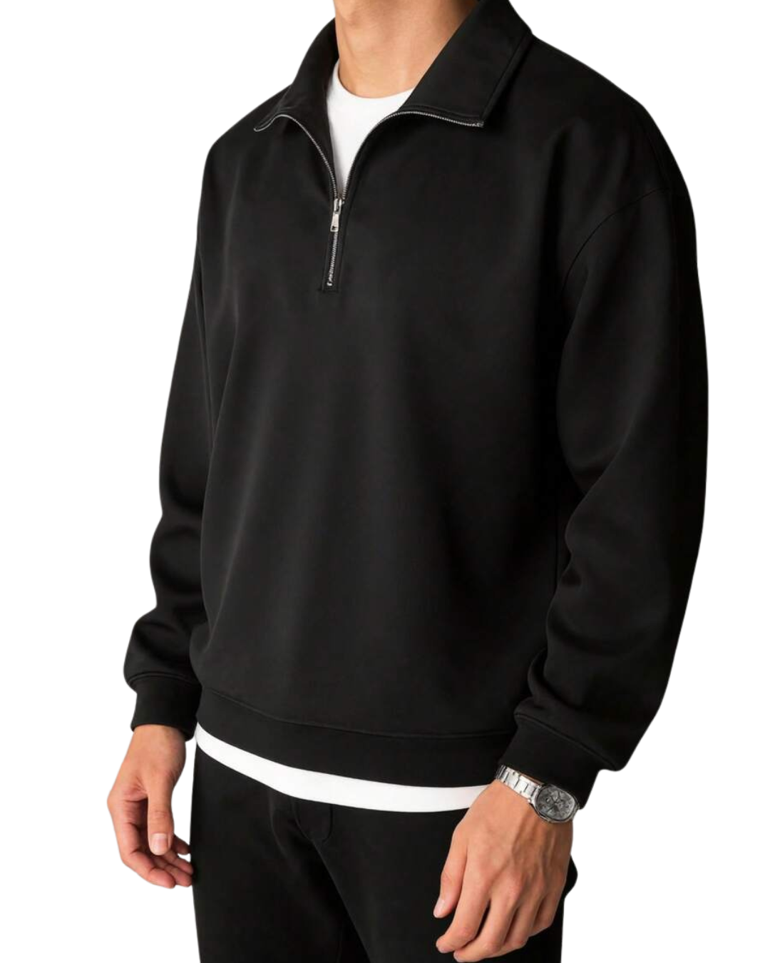 Men’s Half-Zip Hoodie – Solid Color Casual Sweatshirt for Autumn & Winter
