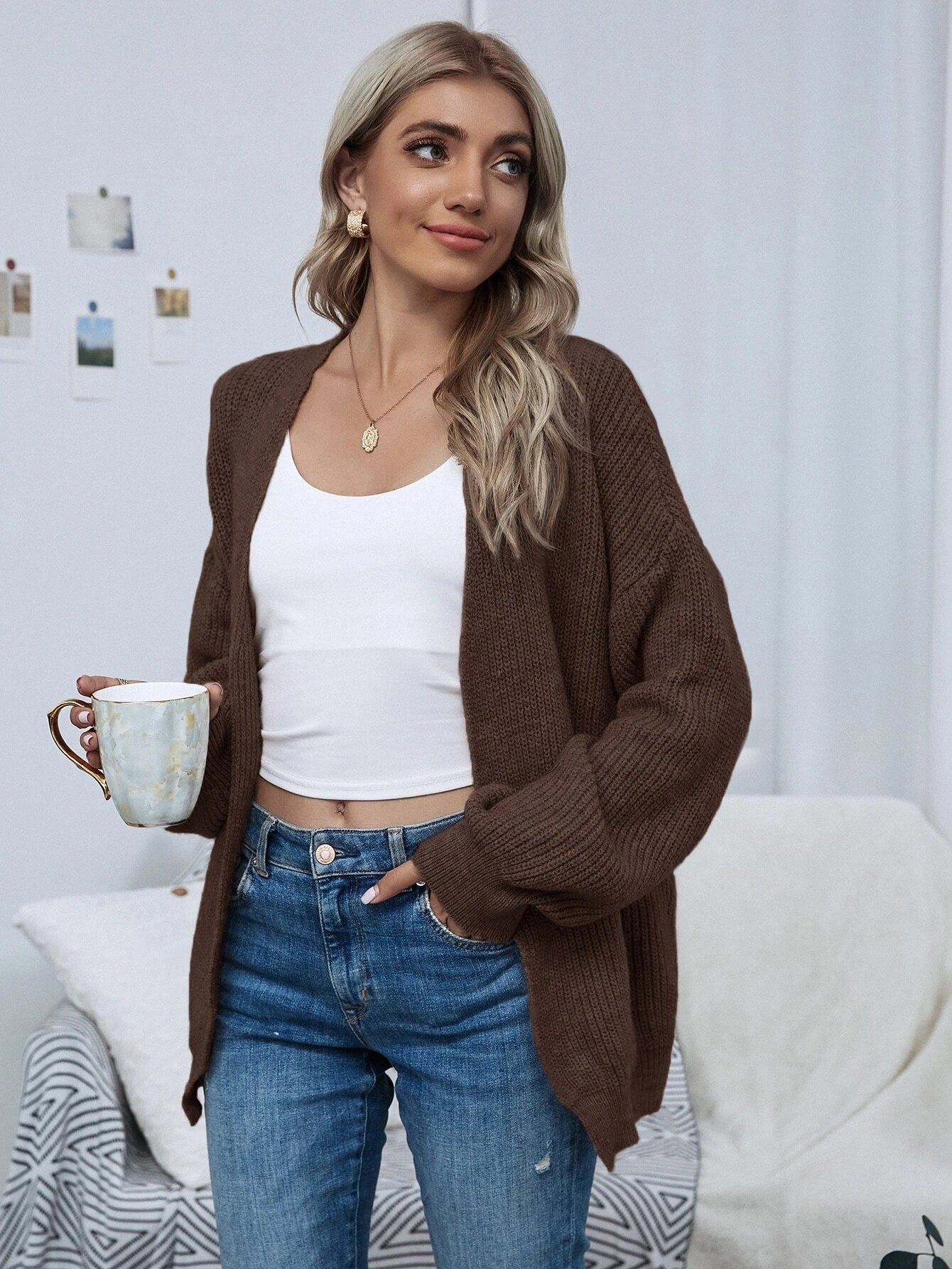 Lena kofta med öppen framsida
