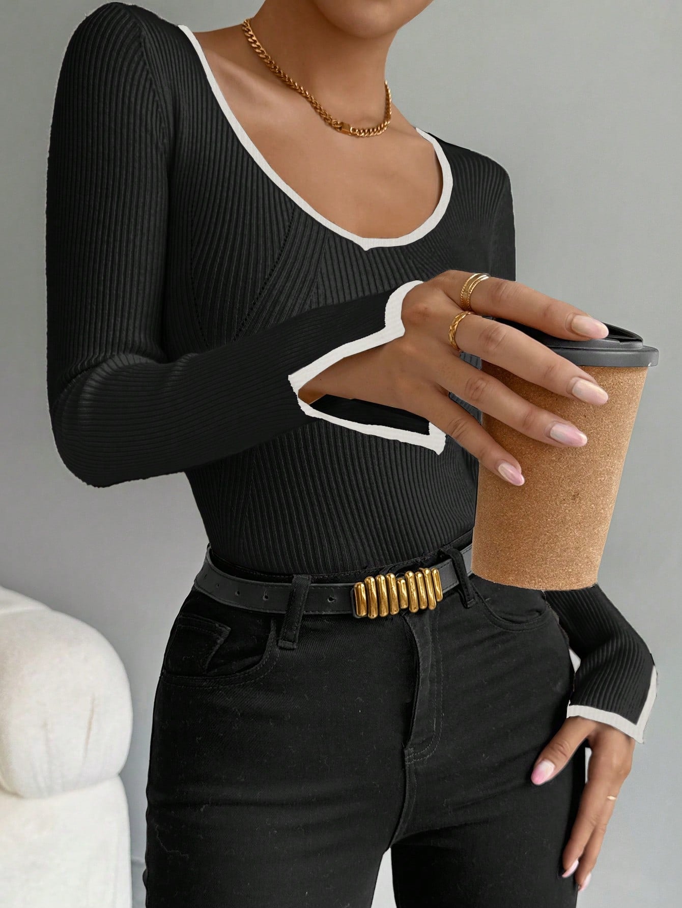 Eva Slim-Fit Kontrasttröja