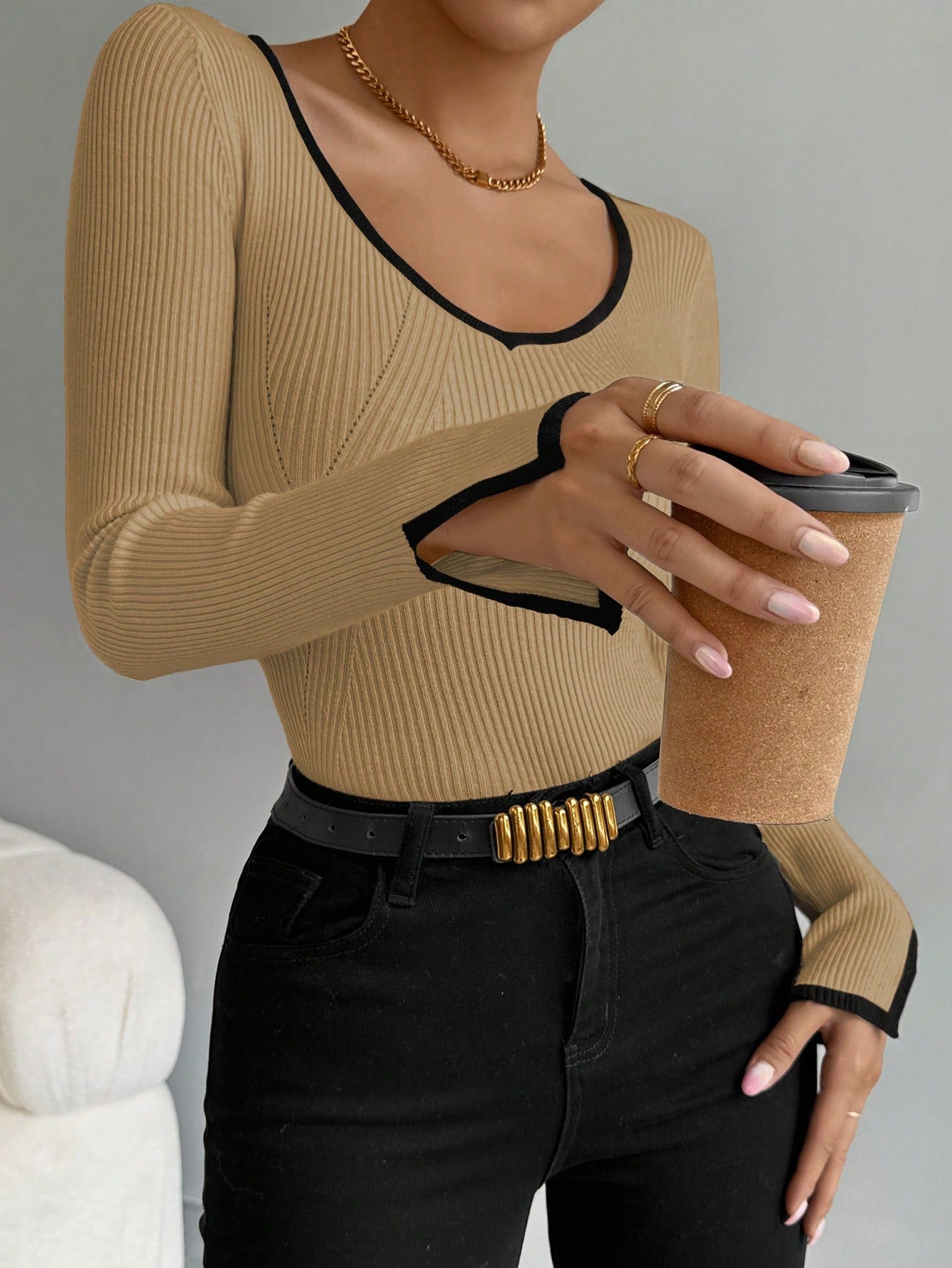 Eva Slim-Fit Kontrasttröja