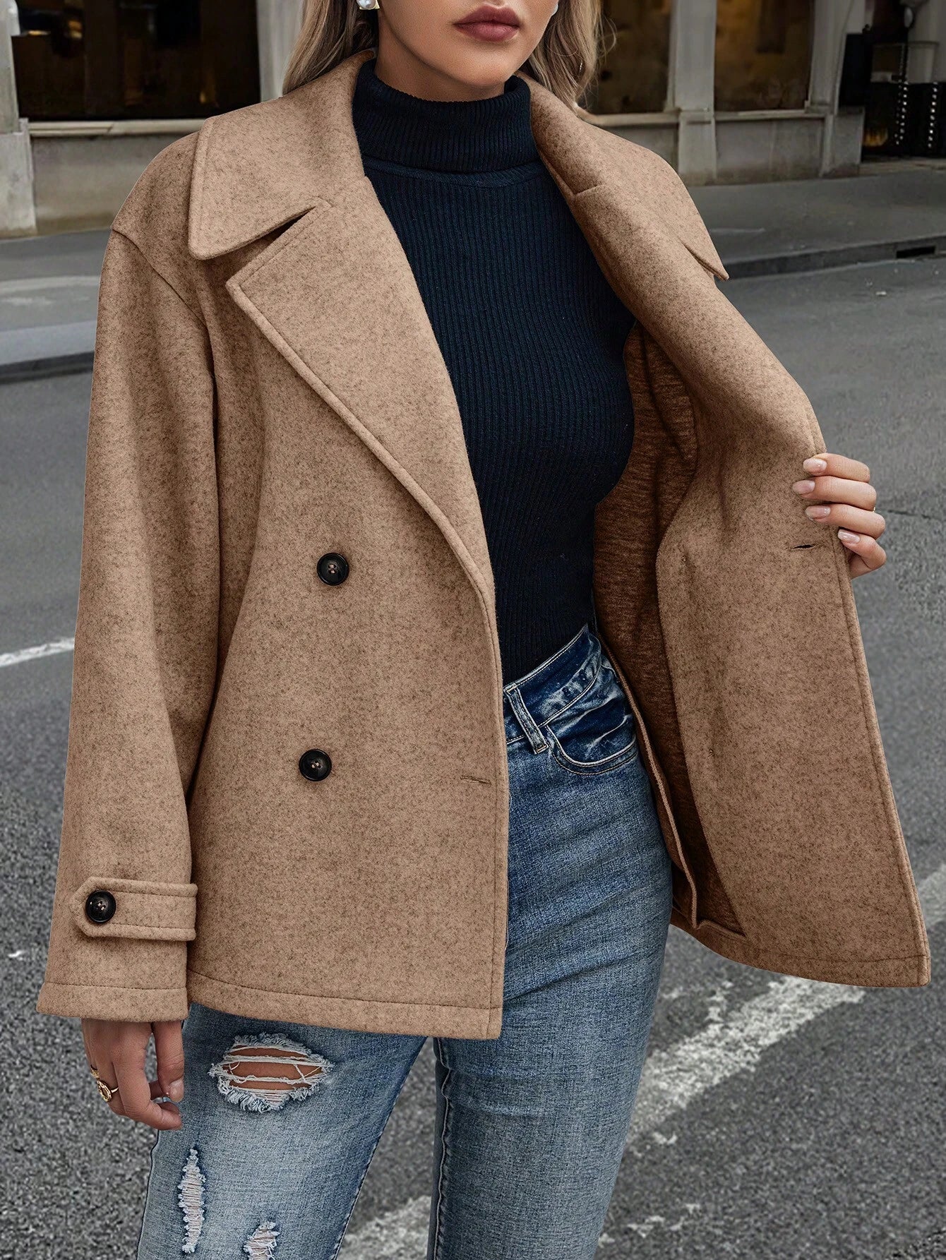 Luna Double-Breasted Wool-Blend Coat