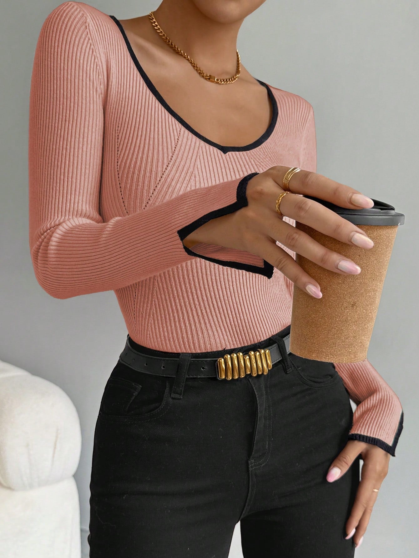 Eva Slim-Fit Kontrasttröja