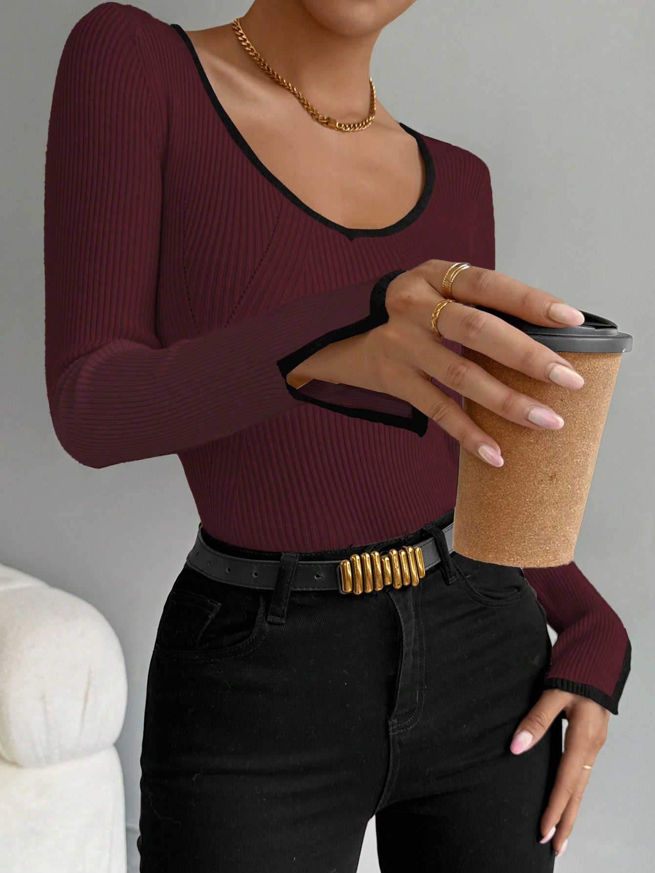 Eva Slim-Fit Kontrasttröja
