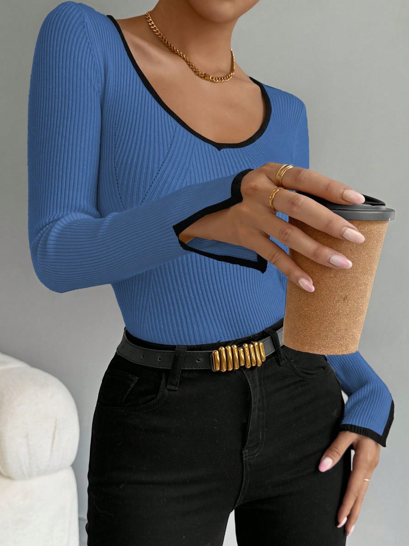 Eva Slim-Fit Kontrasttröja