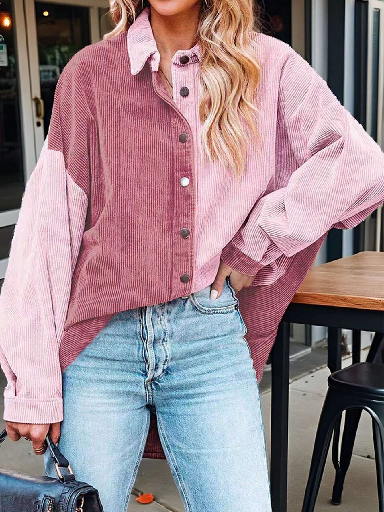 Mia Contrast Button-Up Shirt