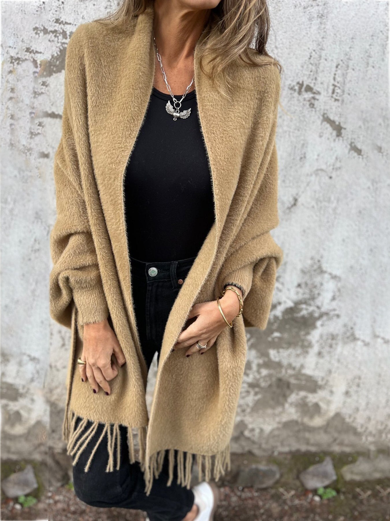 Sienna Wool-Blend Lapel Coat
