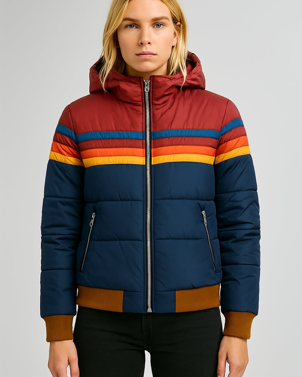 Women's Geometric Hooded Jacket