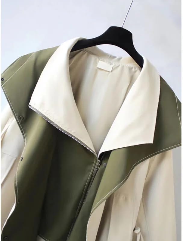 Women's Patchwork Long Trench Coat
