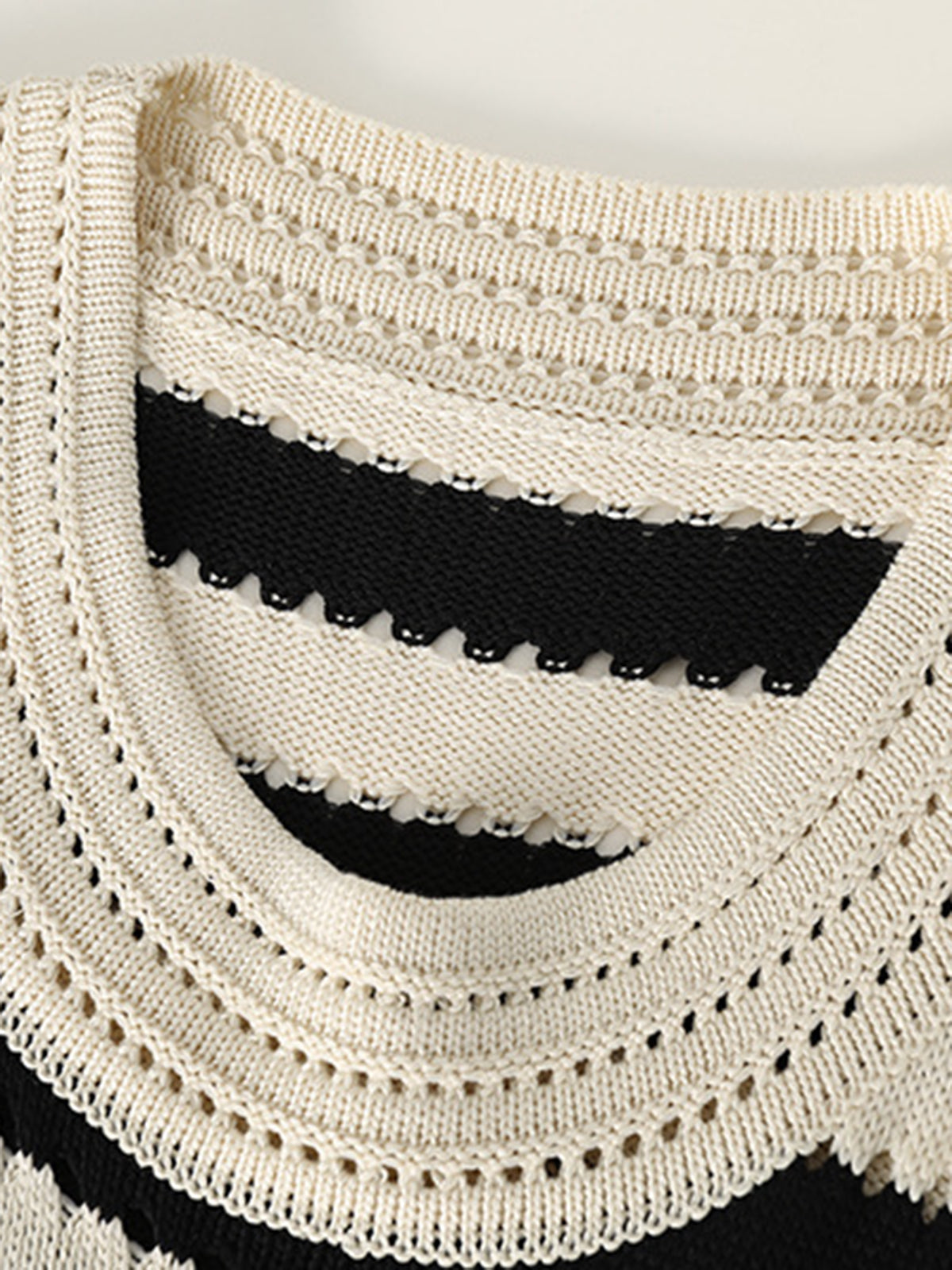 Stargrace Eyelet Stripe Knit Short Dress