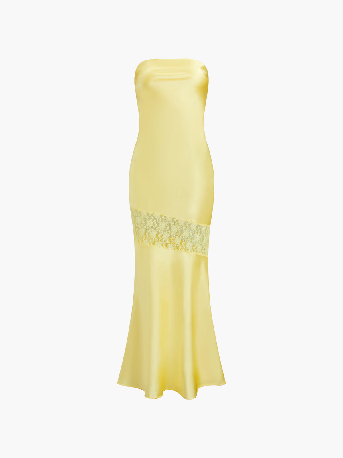 Lumiwind – Asymmetrisches, trägerloses Midi-Tube-Kleid aus Spitze