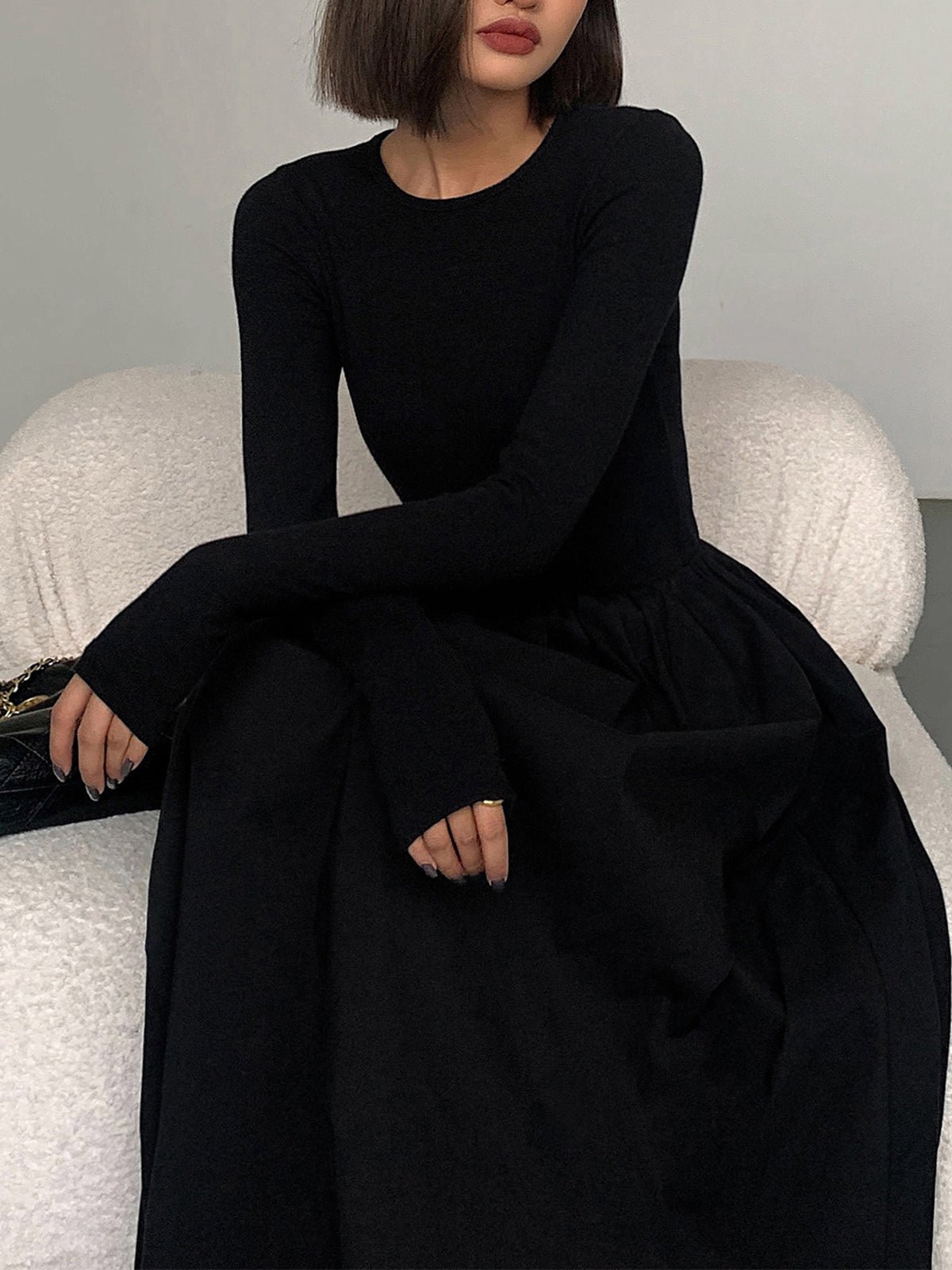 Islyne Leisure Pockets Long Sleeve Long Dress