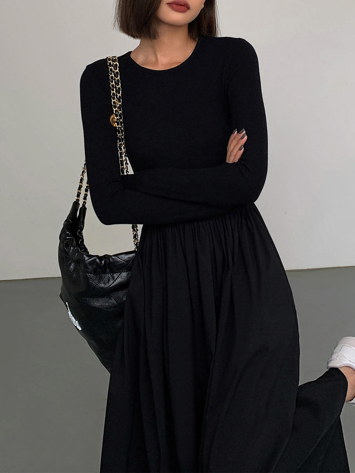 Islyne Leisure Pockets Long Sleeve Long Dress