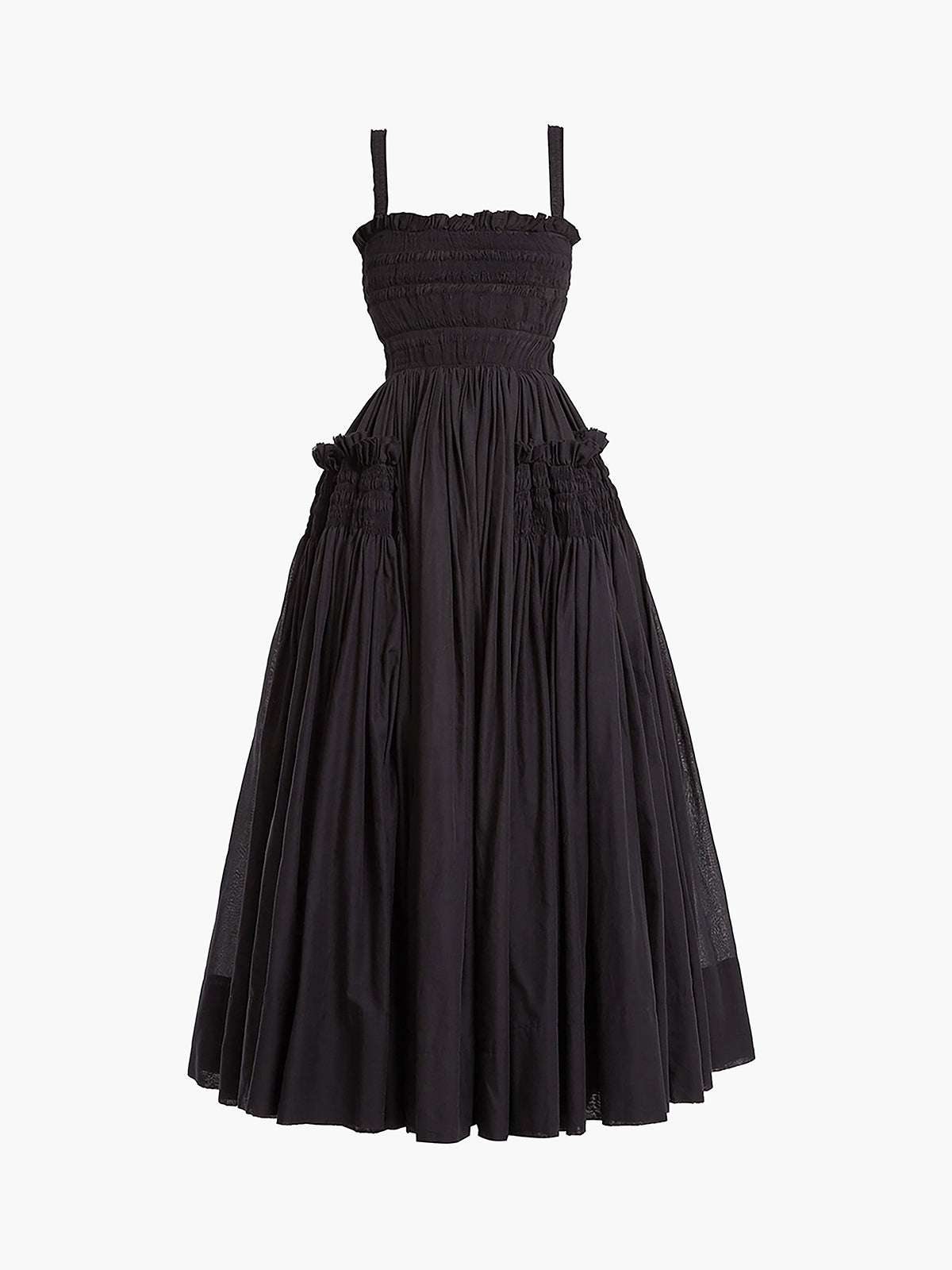 Reverian – Langes Camisole-Kleid mit Raffung und Falten