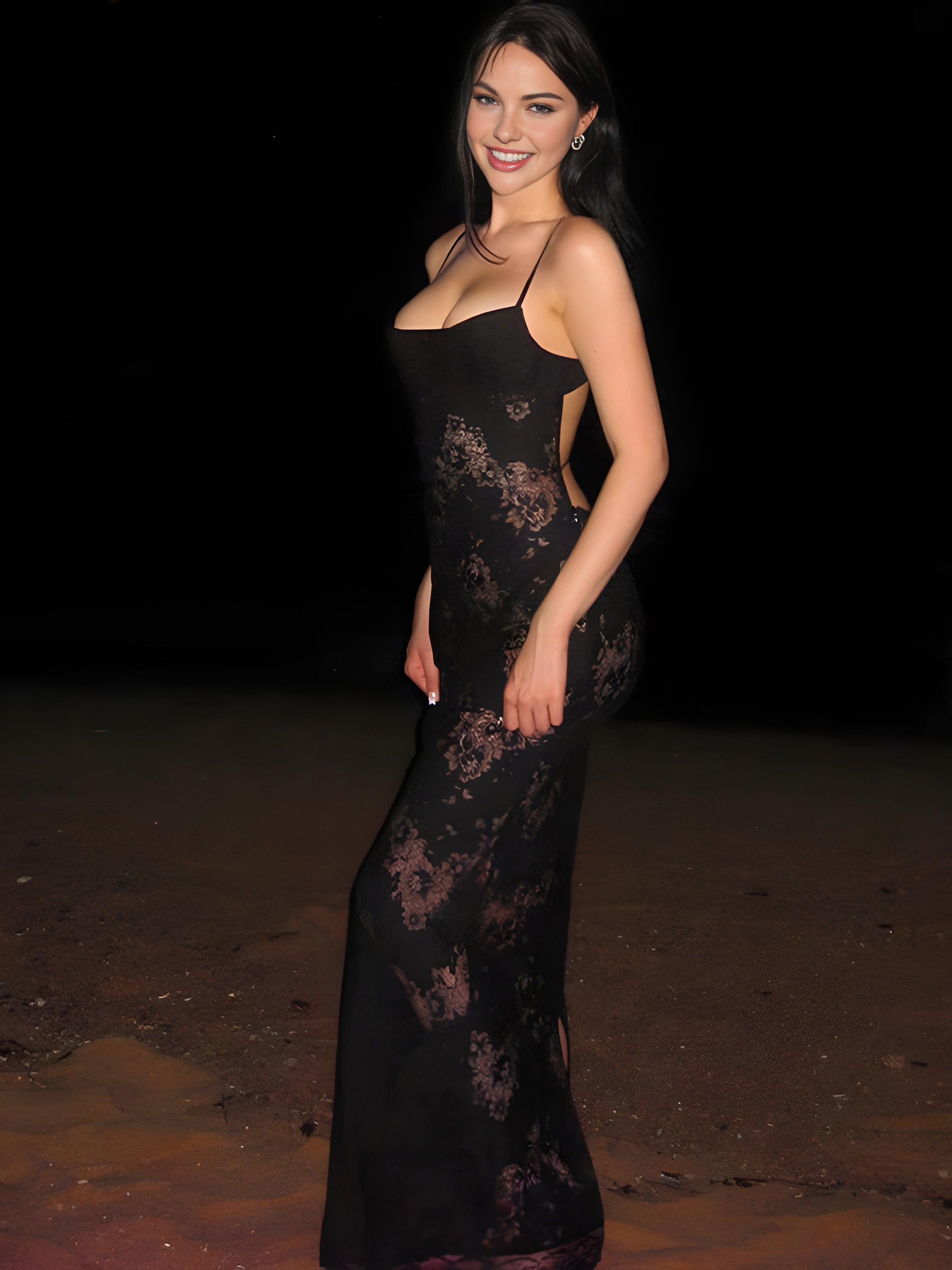 Luminary Floral Semi-Sheer Cami Long Dress