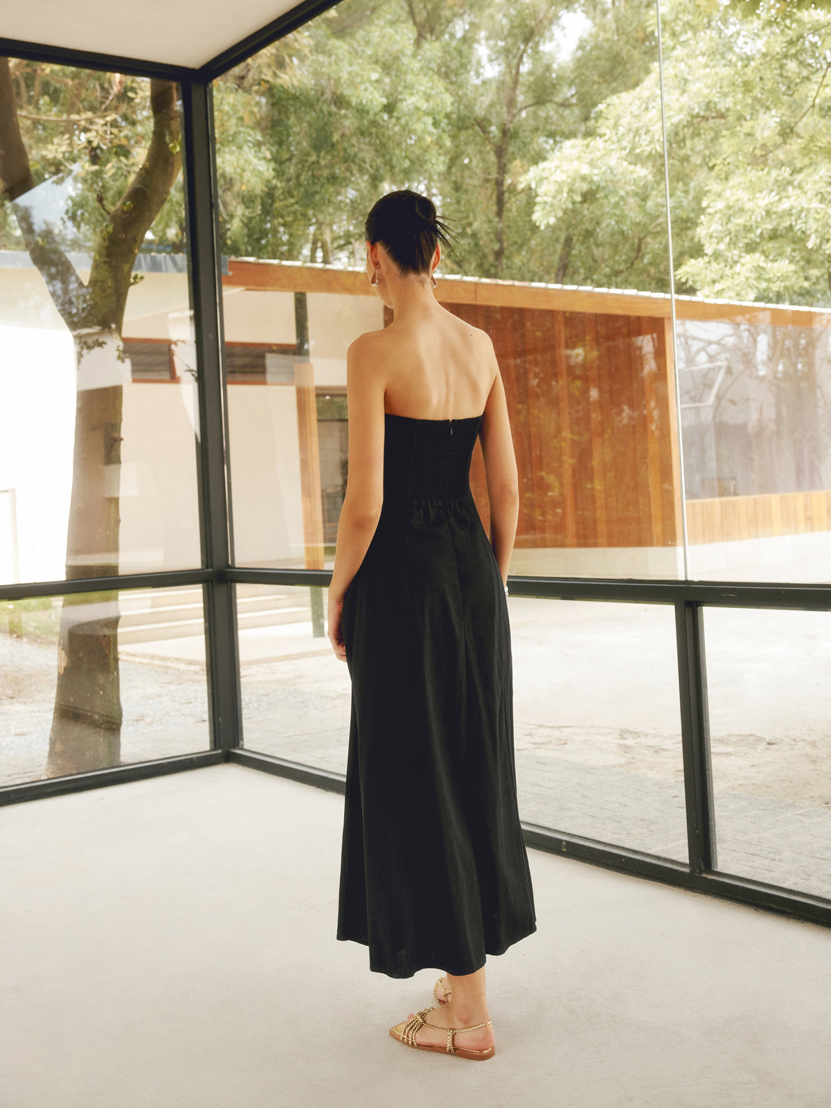 SavrŽ Leinenmischungen Basic Taschen Tube Langes Kleid