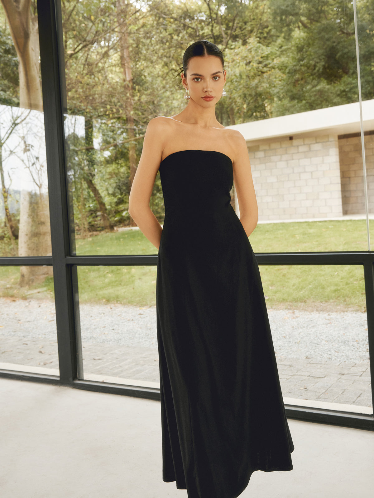 SavrŽ Leinenmischungen Basic Taschen Tube Langes Kleid