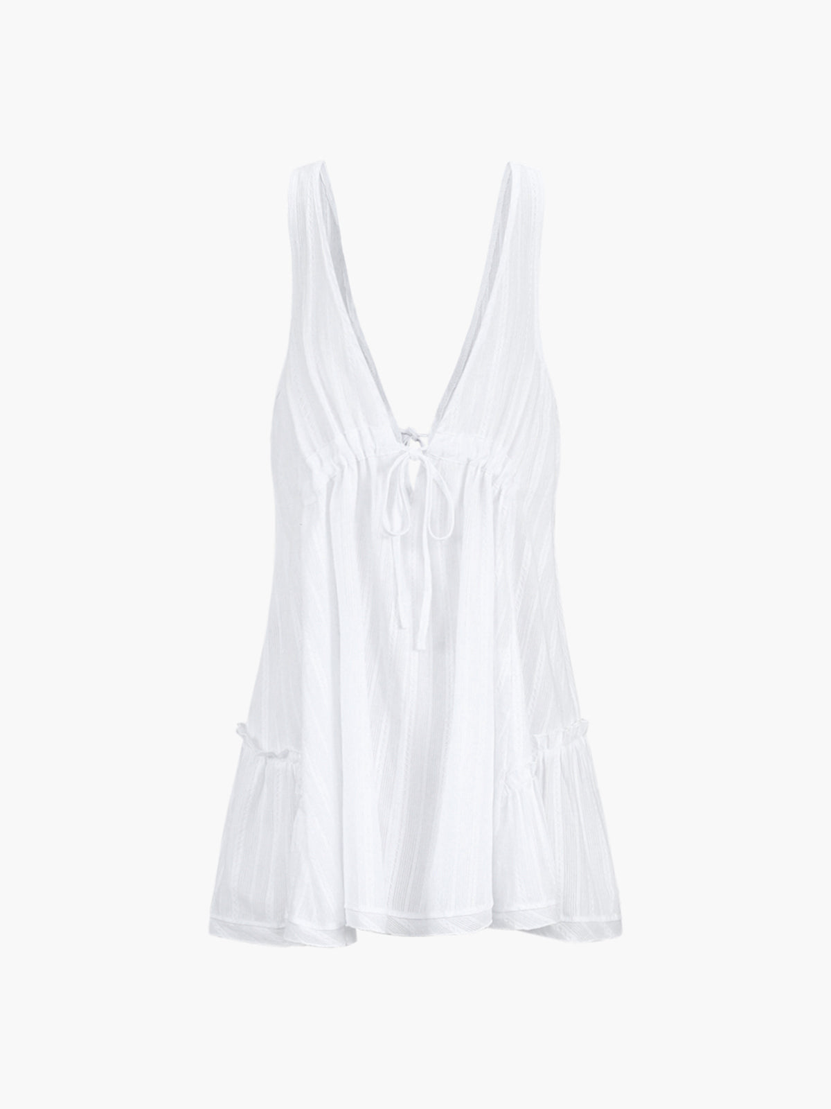Halbtransparentes, kurzes Kleid „Maveth“ aus reiner Baumwolle mit offenem Rücken