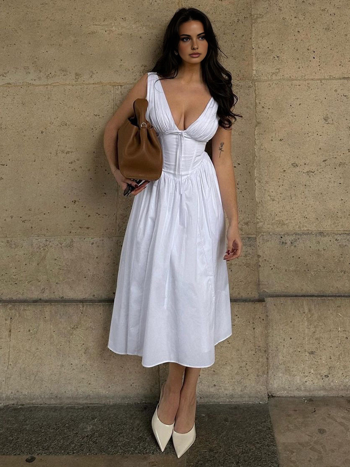 Kylian Plain Sleeveless Midi Dress