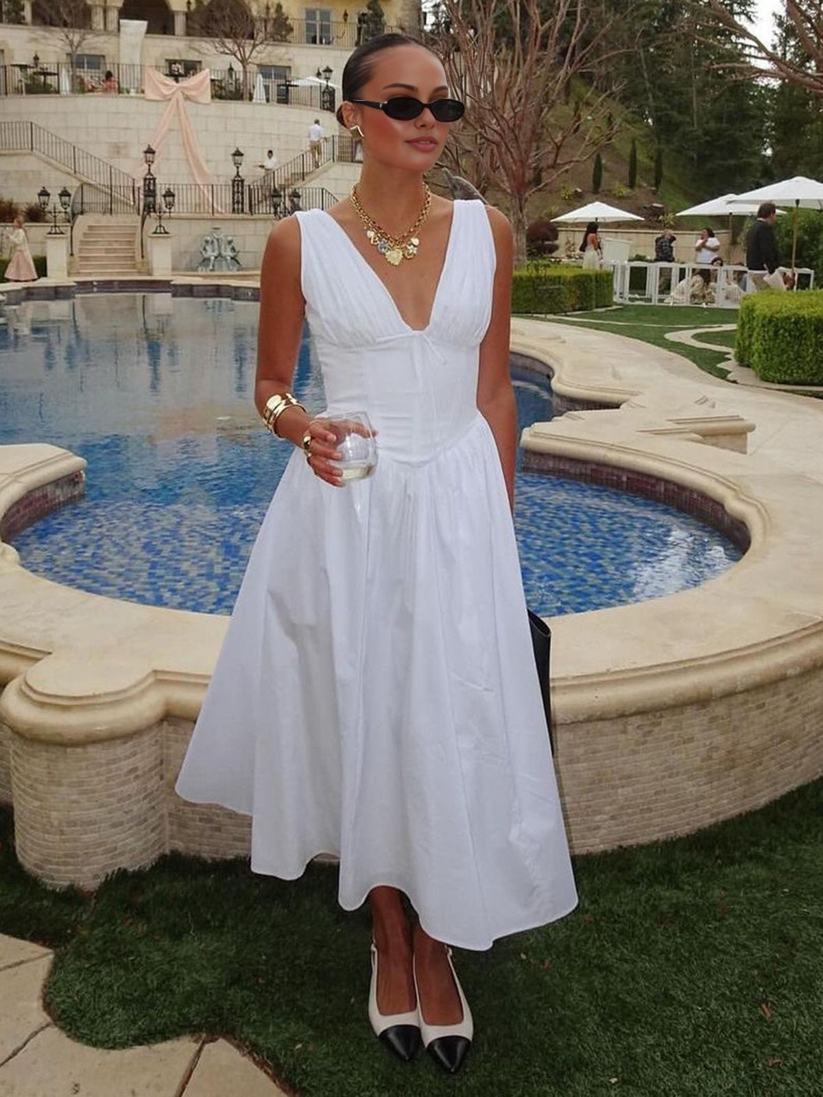 Kylian Plain Sleeveless Midi Dress