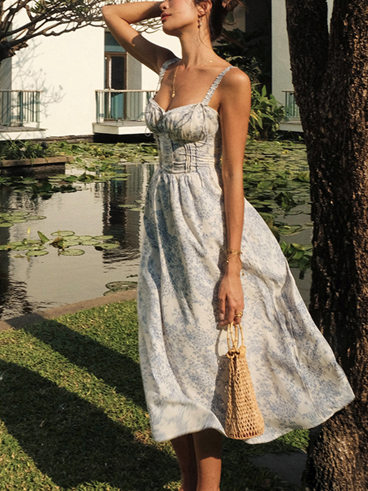 RalŽ – Sapphire Garden – Camisole-Midikleid mit Blumenmuster