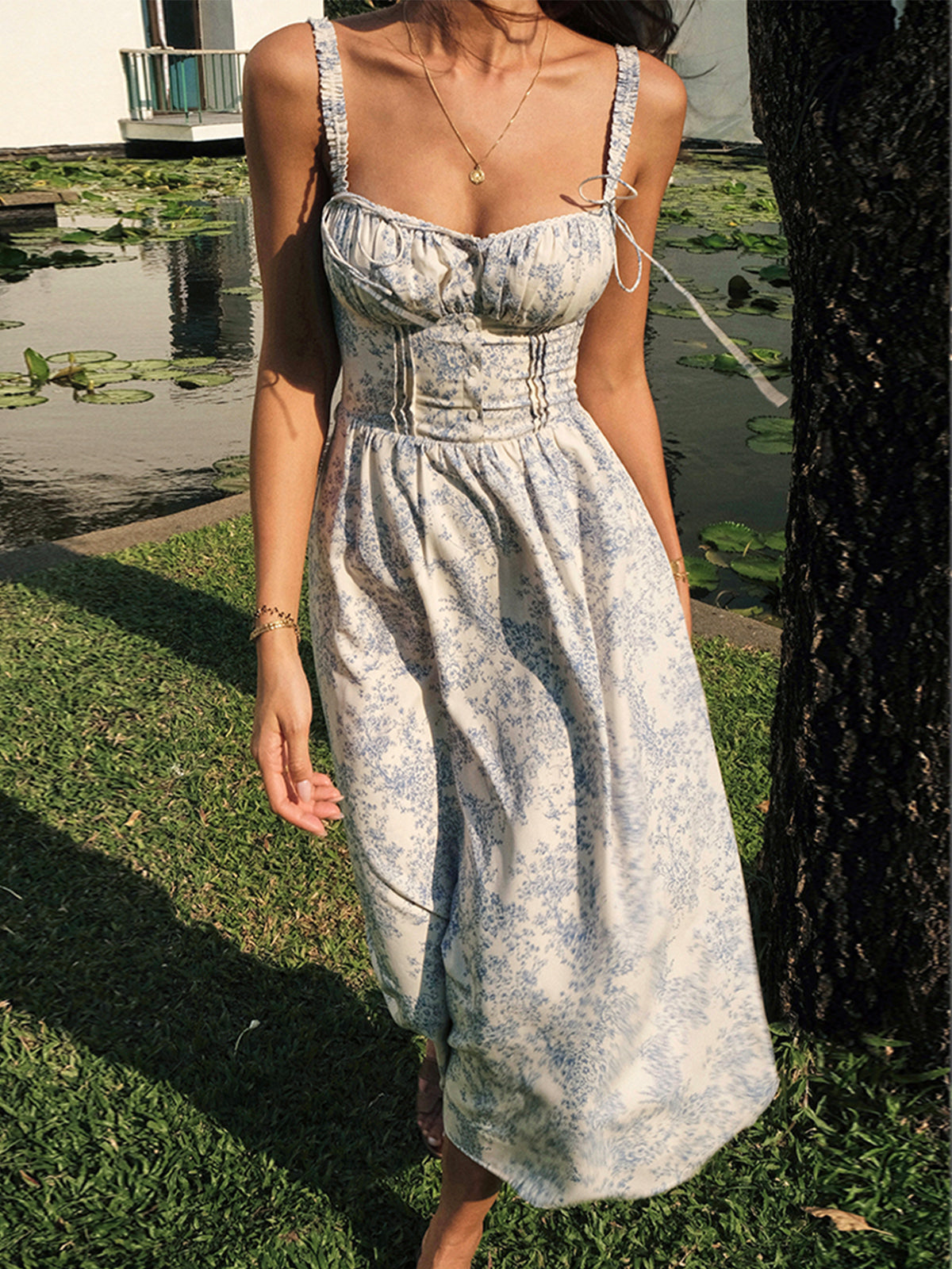 RalŽ – Sapphire Garden – Camisole-Midikleid mit Blumenmuster