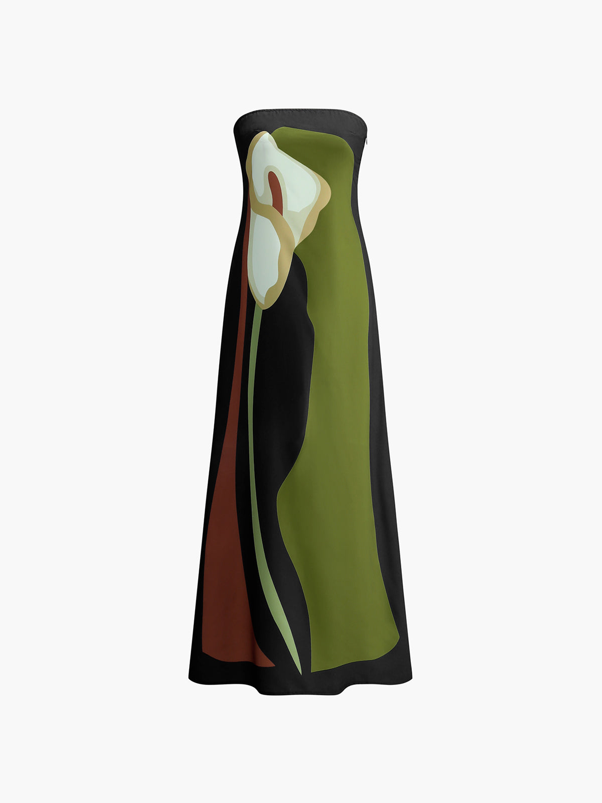 Minea – Langes, geschlitztes Schlauchkleid mit großem Blumendruck
