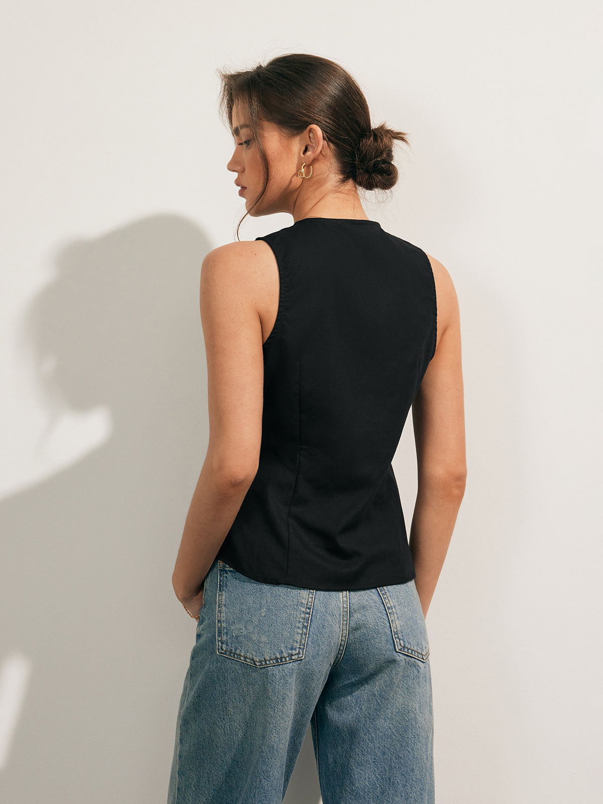 Velise – Tanktop aus Leinenmischung mit Knopfleiste