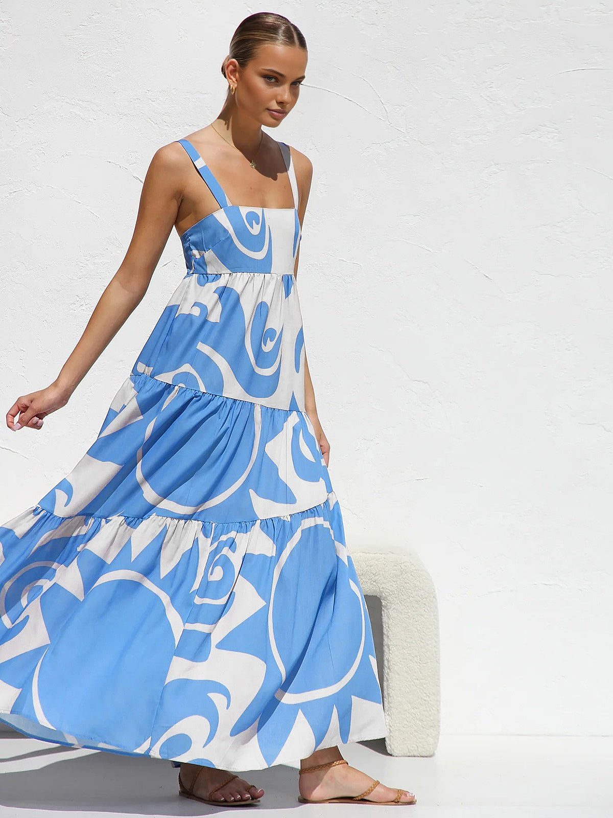 Reverwind – Langes Camisole-Kleid mit Sonnenprint