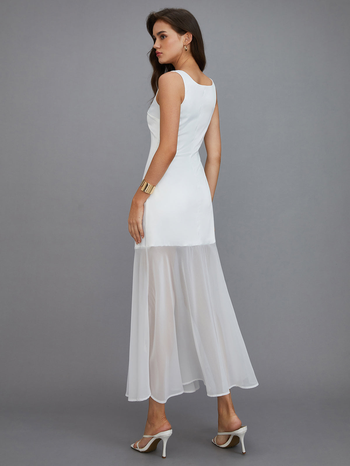 Naliel Sheer Overlay Long Dress