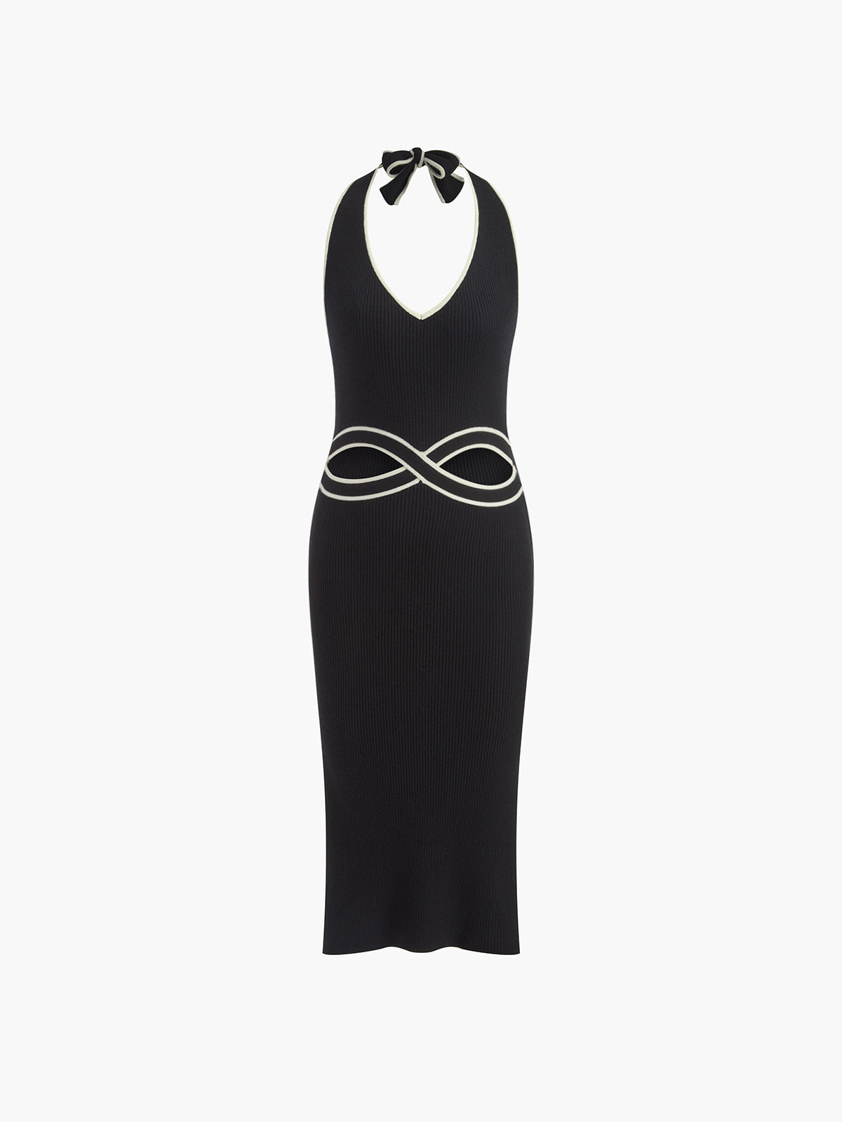 Crystalwind V Neck Halter Split Knit Dress