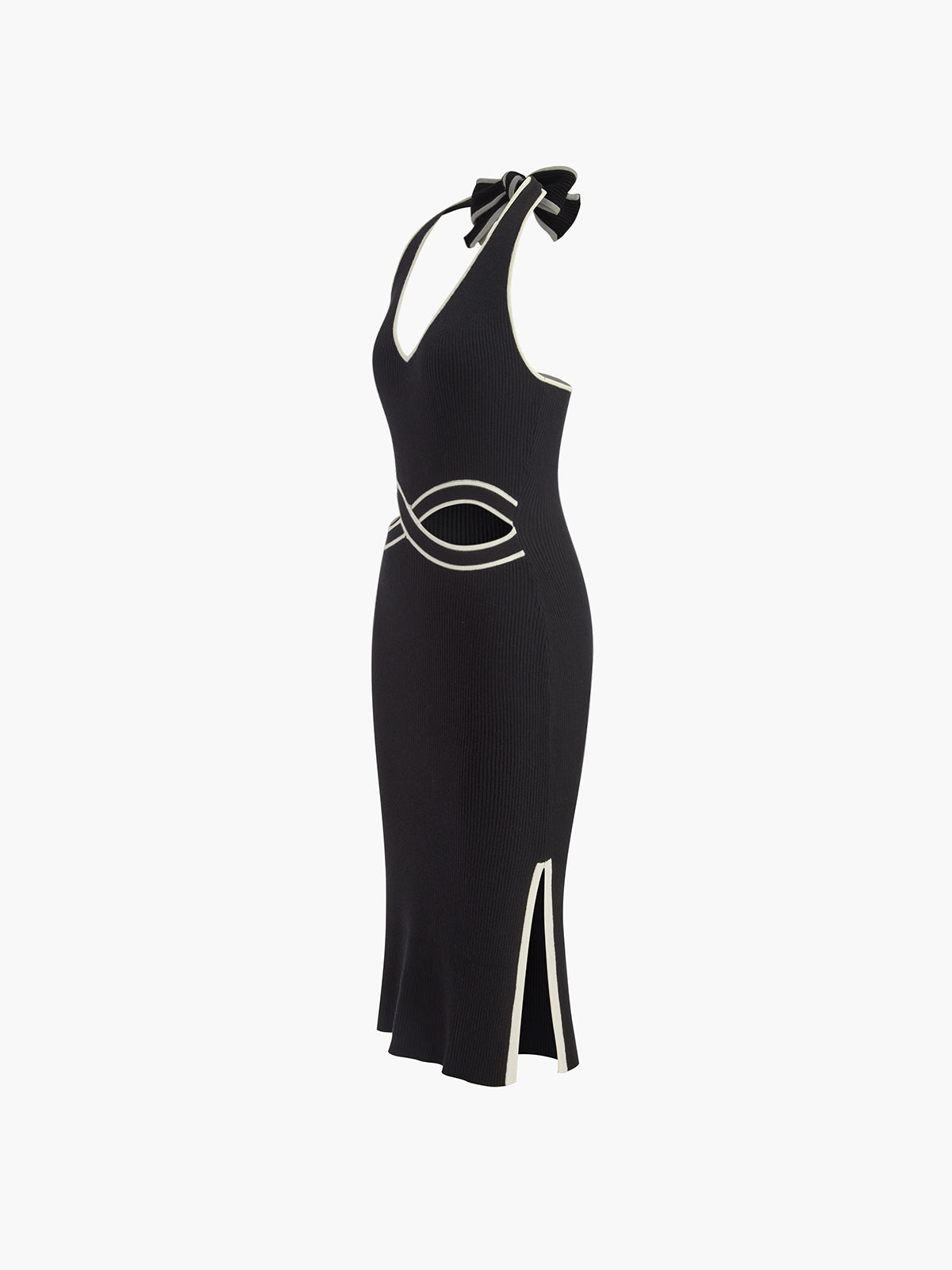 Crystalwind V Neck Halter Split Knit Dress
