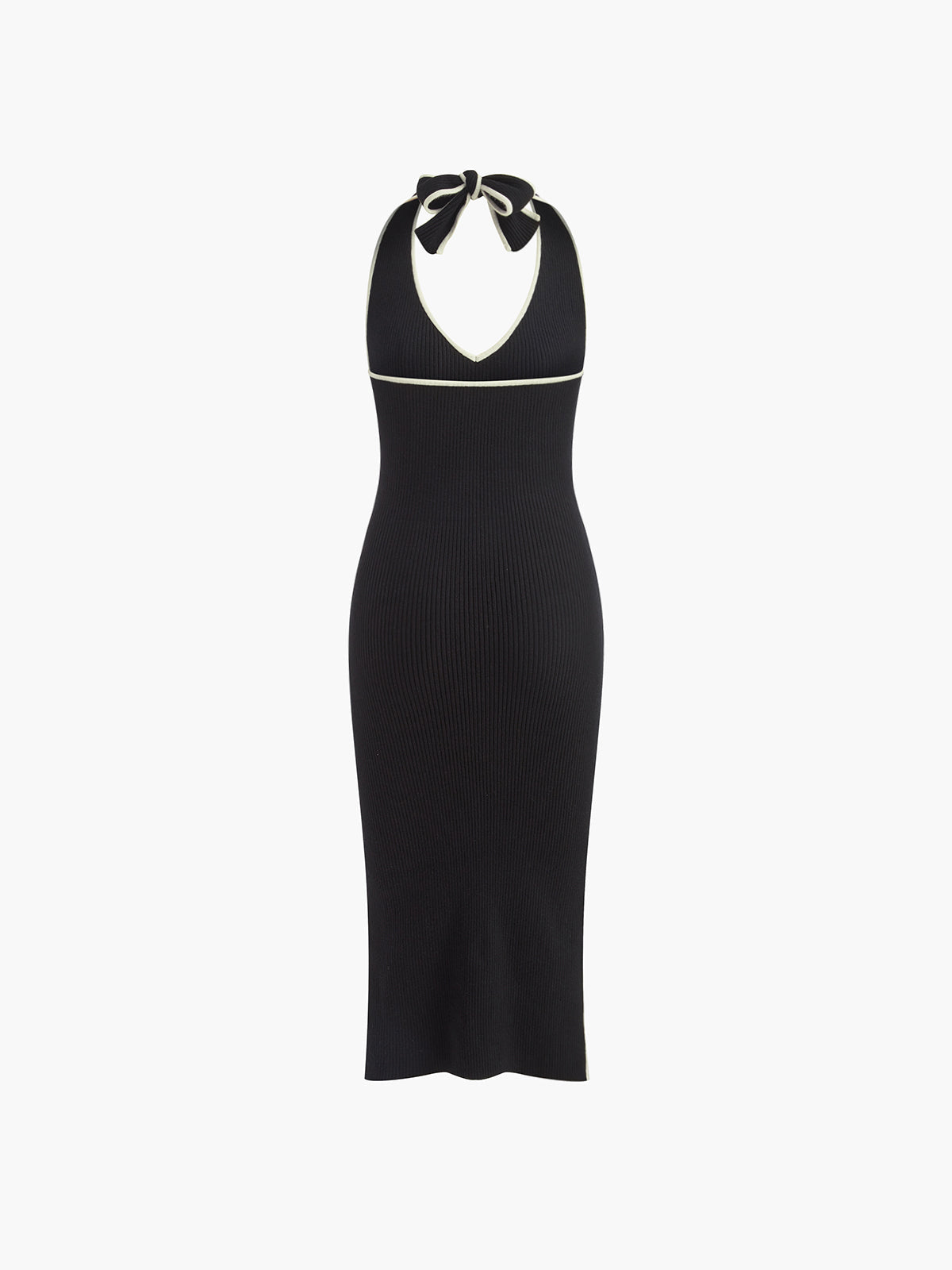 Crystalwind V Neck Halter Split Knit Dress