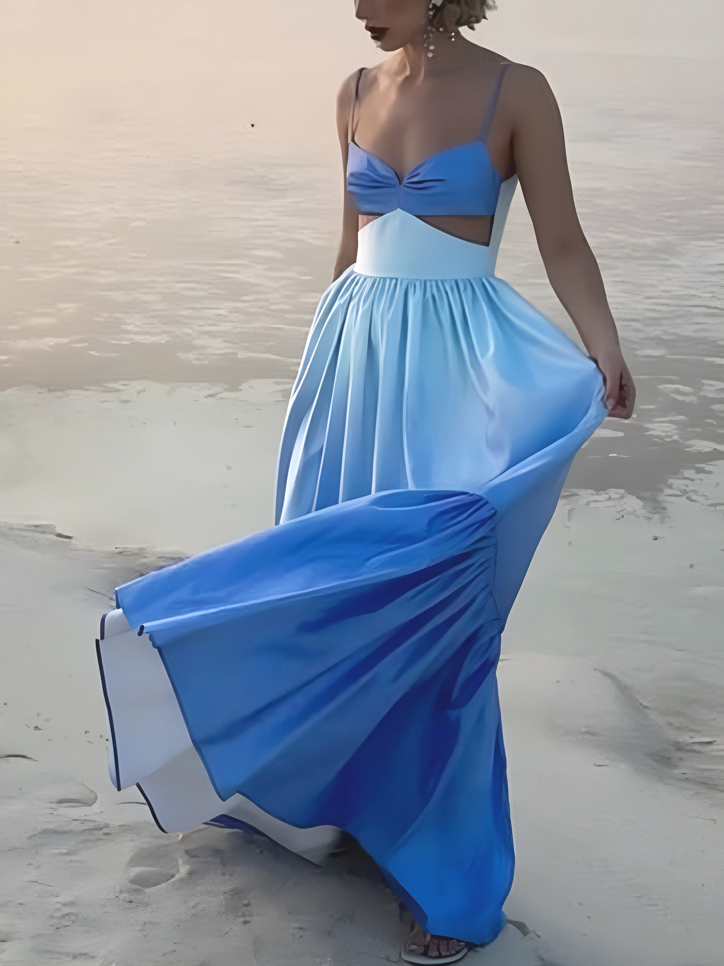 Nalys – Langes, rückenfreies Camisole-Kleid mit Cut-outs