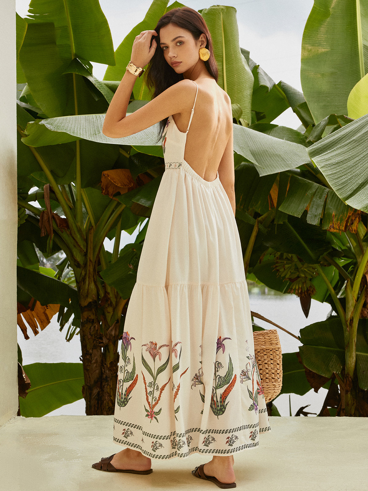 TavŽ Backless Pleated Floral Dress