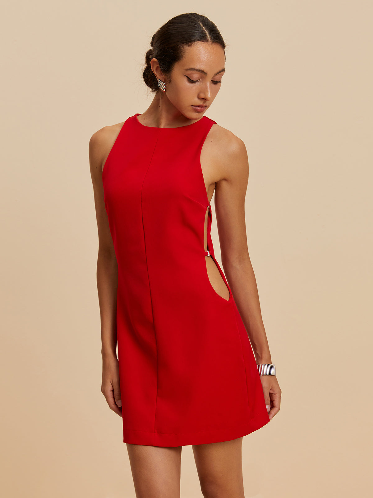 Luminara Sleeveless Cutout Crew Neck Dress