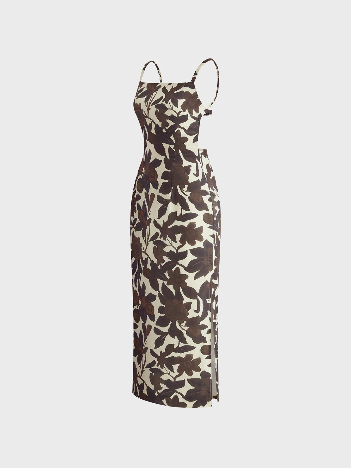 Rückenfreies, bedrucktes Kleid mit Schlitz und Reißverschluss von Serine