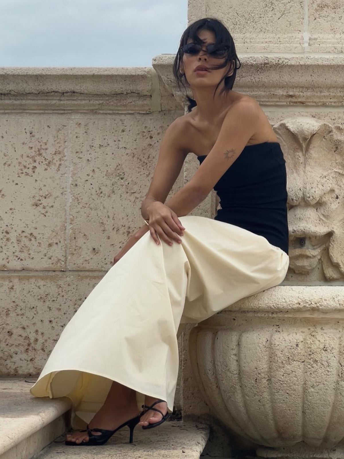 Orvine Contrast Color Tube Long Dress