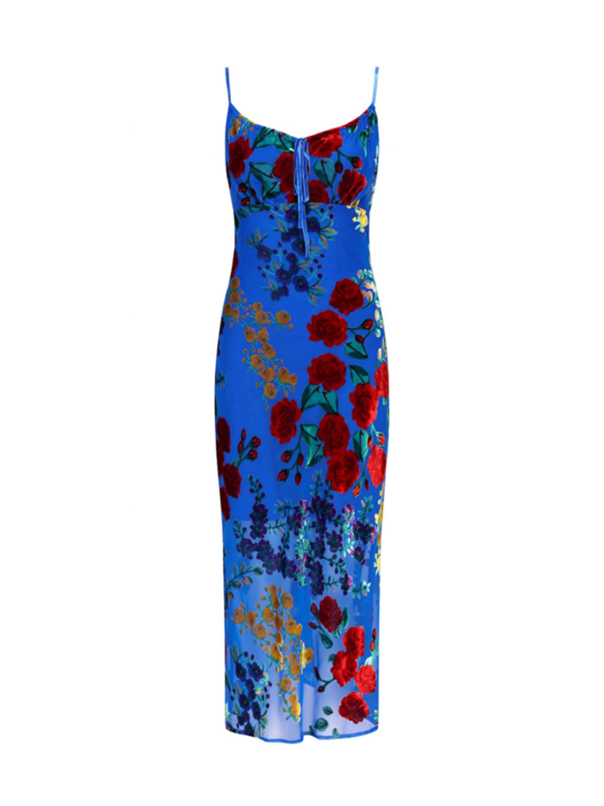 Vorel Velvet Floral Appliqué Cami Dress