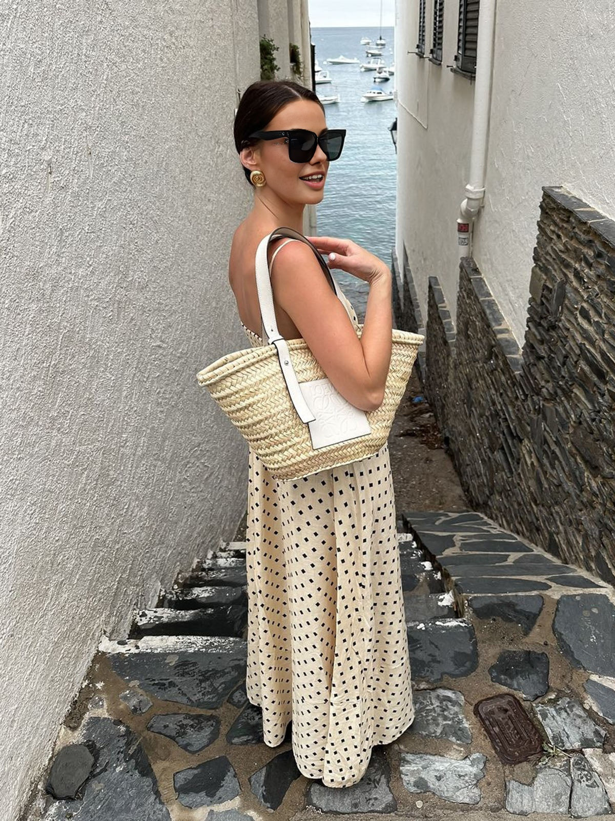 Langes Kleid mit Spaghettiträgern und Print von LŽone
