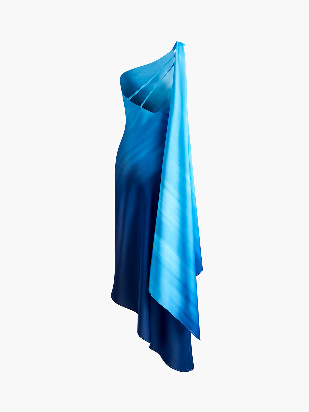 Iridwind – Asymmetrisches, langes Kleid mit Farbverlauf und einer Schulter