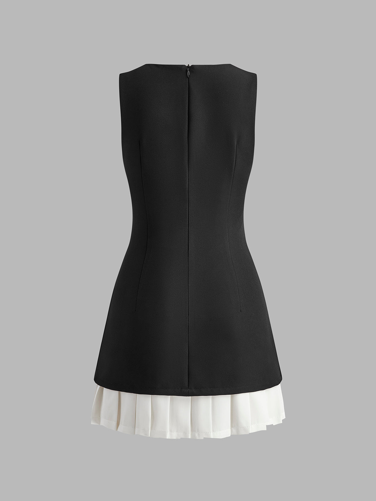 Silene Two-Tone Sleeveless Pleated Short Dress