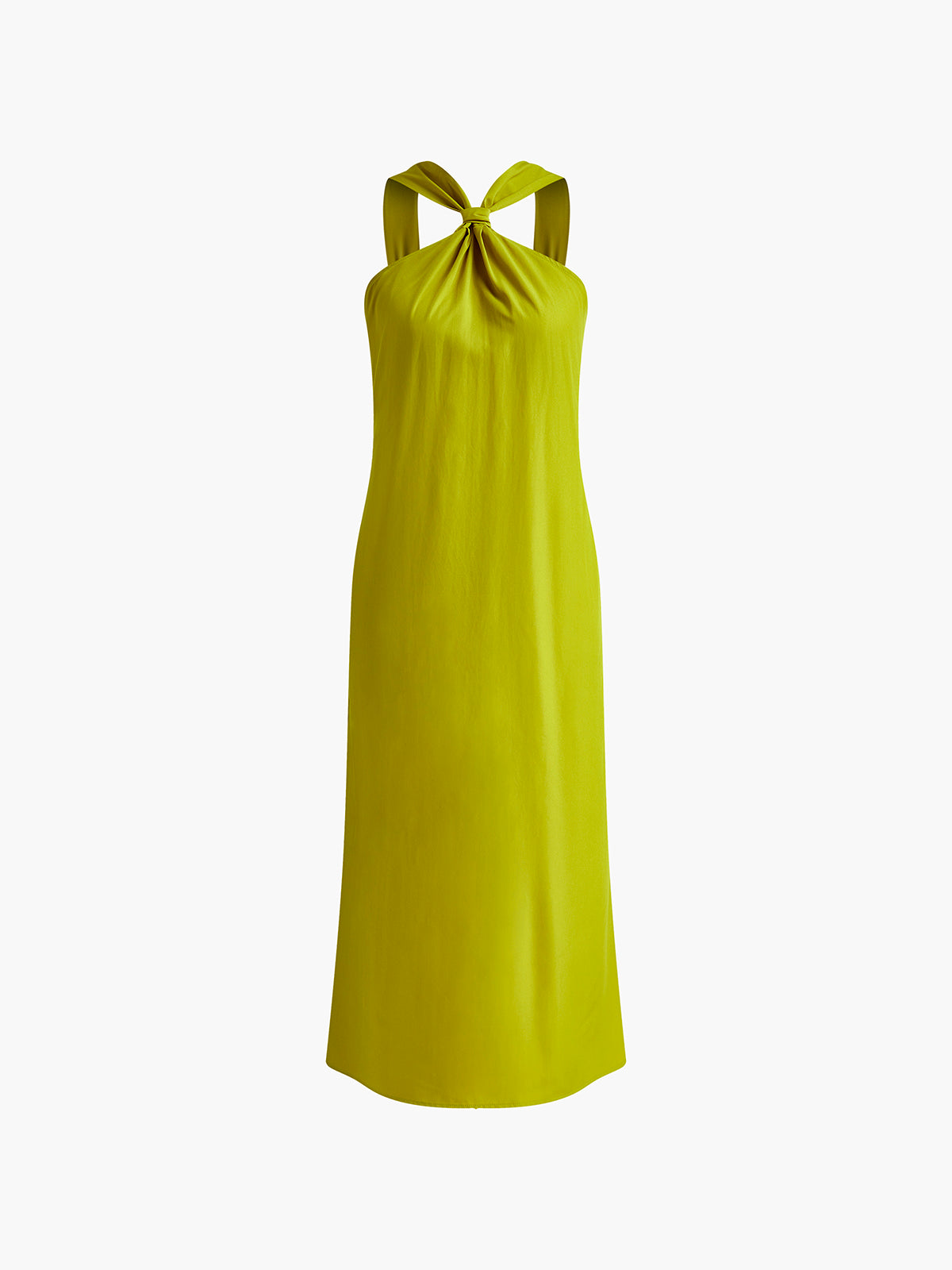 Sava – Langes Neckholder-Kleid mit gekreuzten Trägern und Schlitz