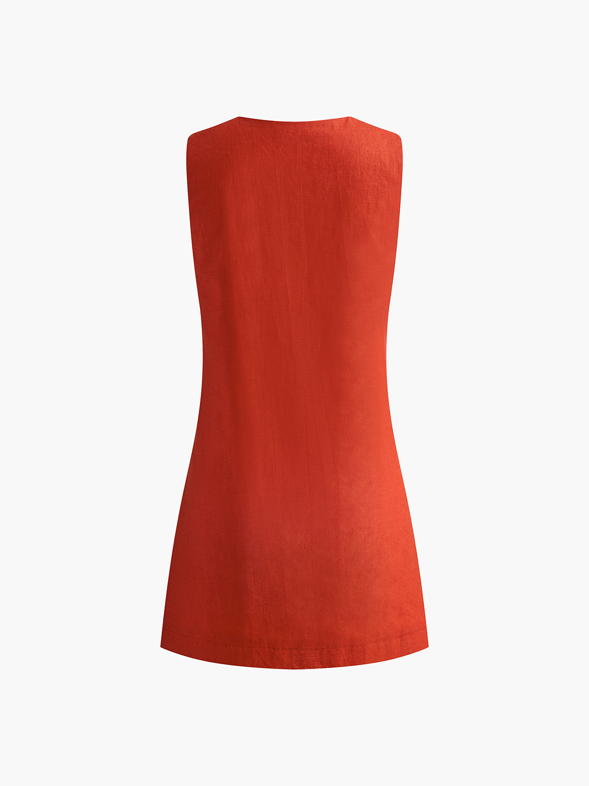 Relin – Kurzes Kleid aus Baumwolle und Leinen mit V-Ausschnitt