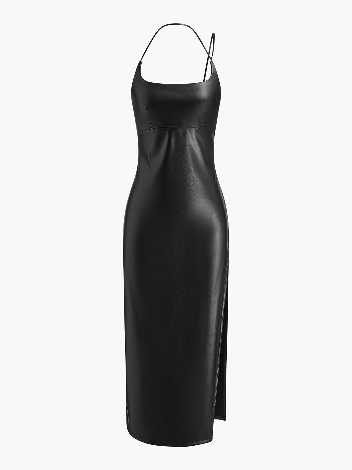 Majestsilk – Camisole-Kleid aus PU-Leder mit seitlichem Schlitz