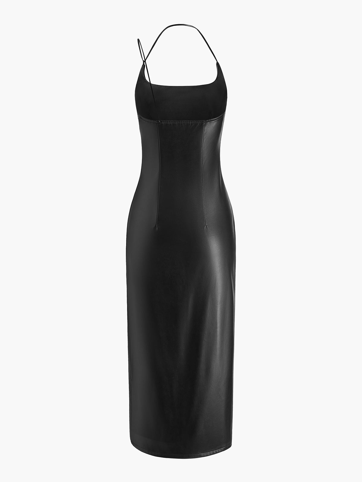 Majestsilk – Camisole-Kleid aus PU-Leder mit seitlichem Schlitz